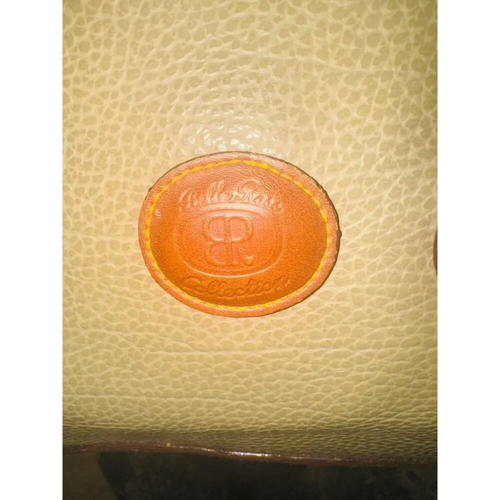 Vintage Y2K Preppy Braciano Belle Rose Pebble Leather Shoulder Handbag Olive Tan